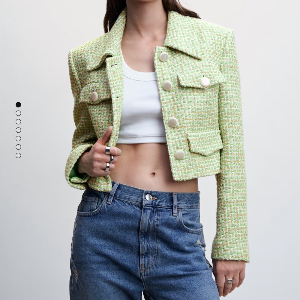 NWT Mango Tweed Blazer with Pearl Buttons